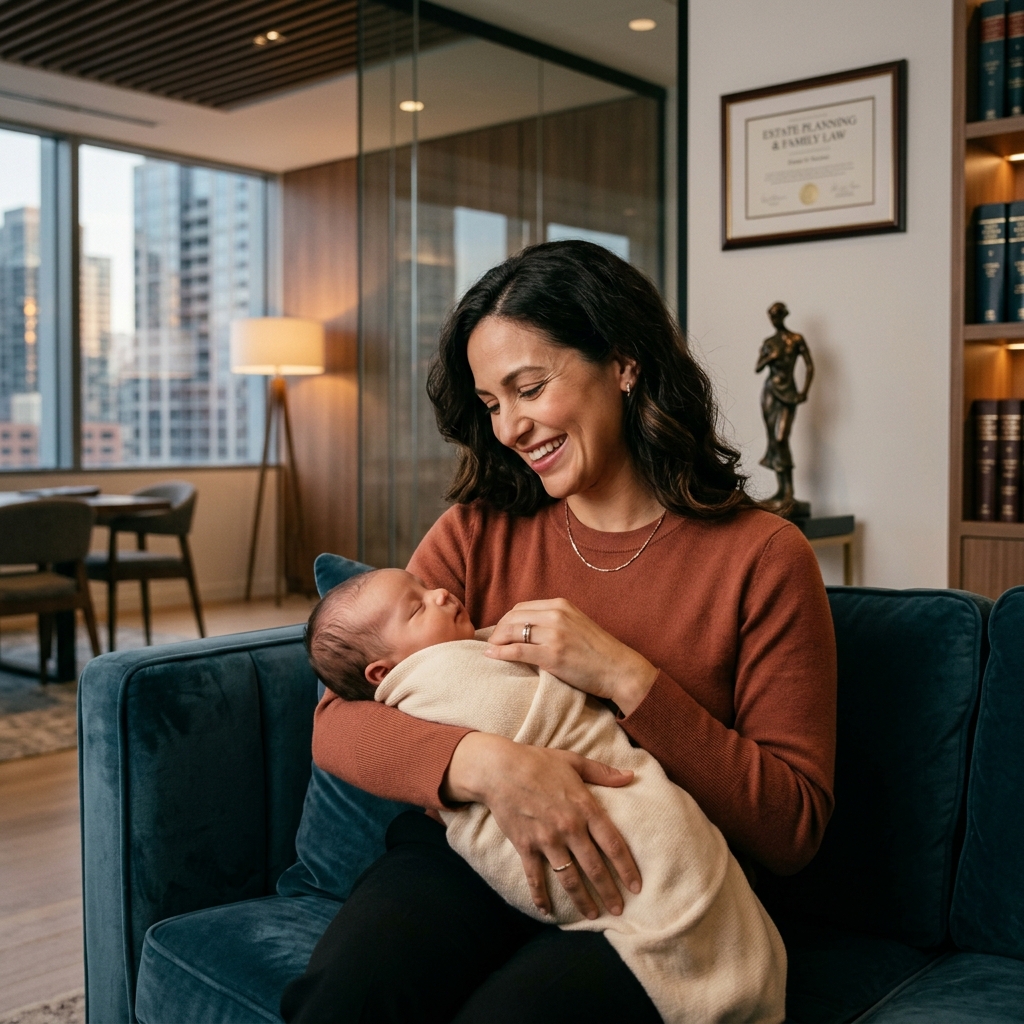 Mãe feliz com seu bebê, representando tranquilidade no salário maternidade